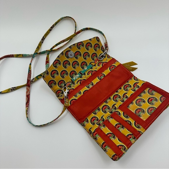 Vera Bradley Yellow Paisley Floral Convertible Hand Wallet / Crossbody - Picture 3 of 6